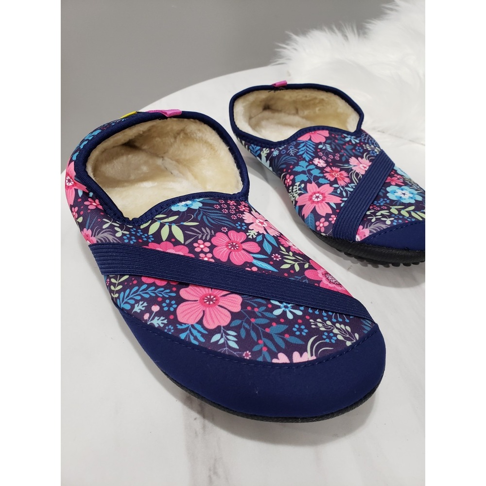 FitKicks Kozikicks Women Slipper Shoes House Shoe L Large 8.5-9.5 PURPLE FLORAL